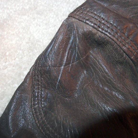 SUPERDRY LEATHER BOMBER TARPIT MOTO NJacket - Medium - Brown - - Picture 6 of 9